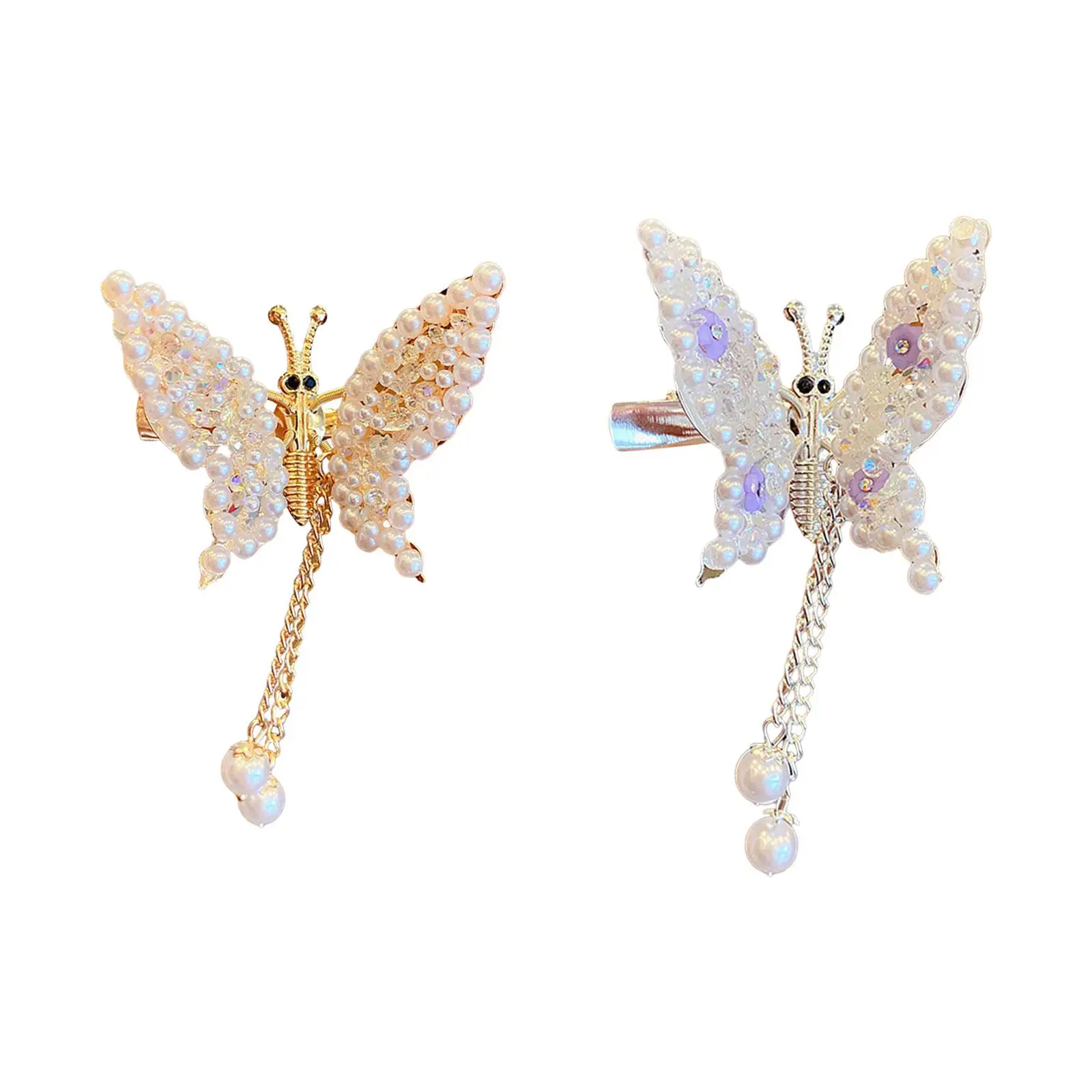 2Pcs Moving Butterfly Hair Clips Headpiece Moving Wing Tassel Hair Pins Butterfly Hairpins Decorative for Girls Women Kids