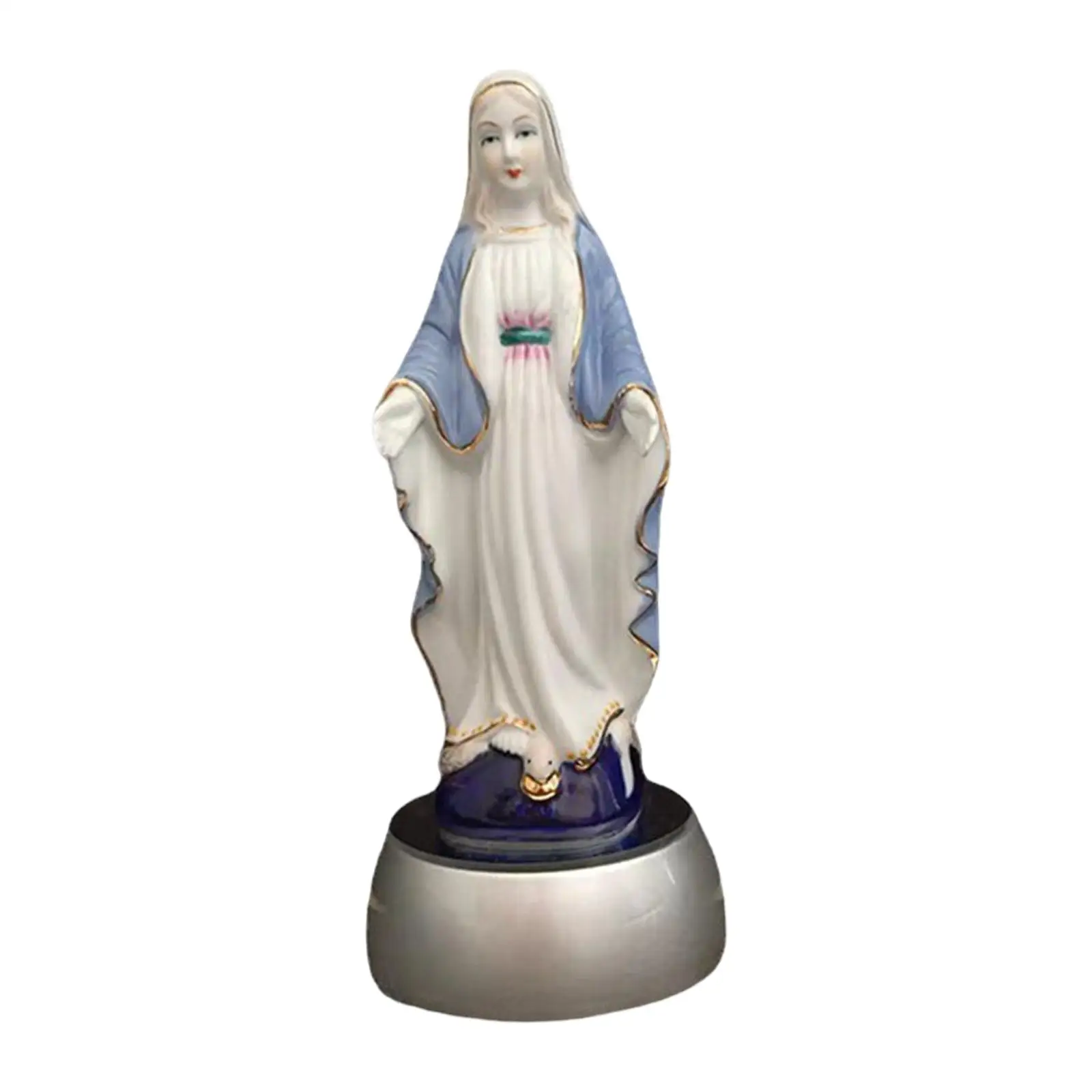 Bedside Table Lamp Ceramic Virgin Mary Statue Our Lady of Grace LED Nightlight for Bookcase College Office Living Room Bedroom