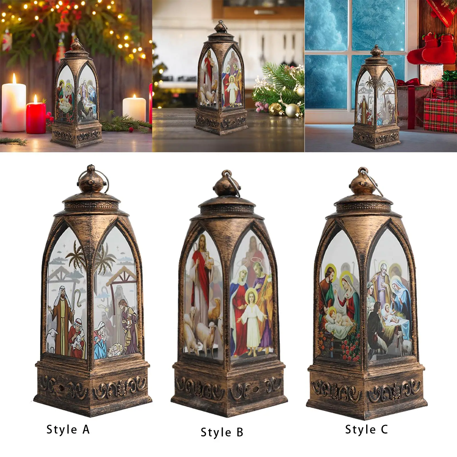 LED Christmas Lantern Glittering Festival Decoration Gift Crafts Home Decoration Christmas Ornament for Party Front Door Xmas