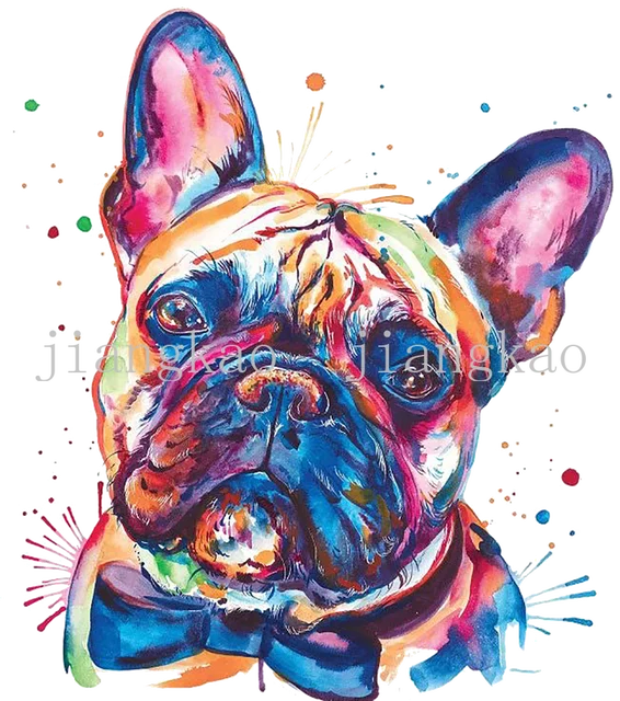 French Bulldog Patches On Clothes A-level Washable oil Watercolor