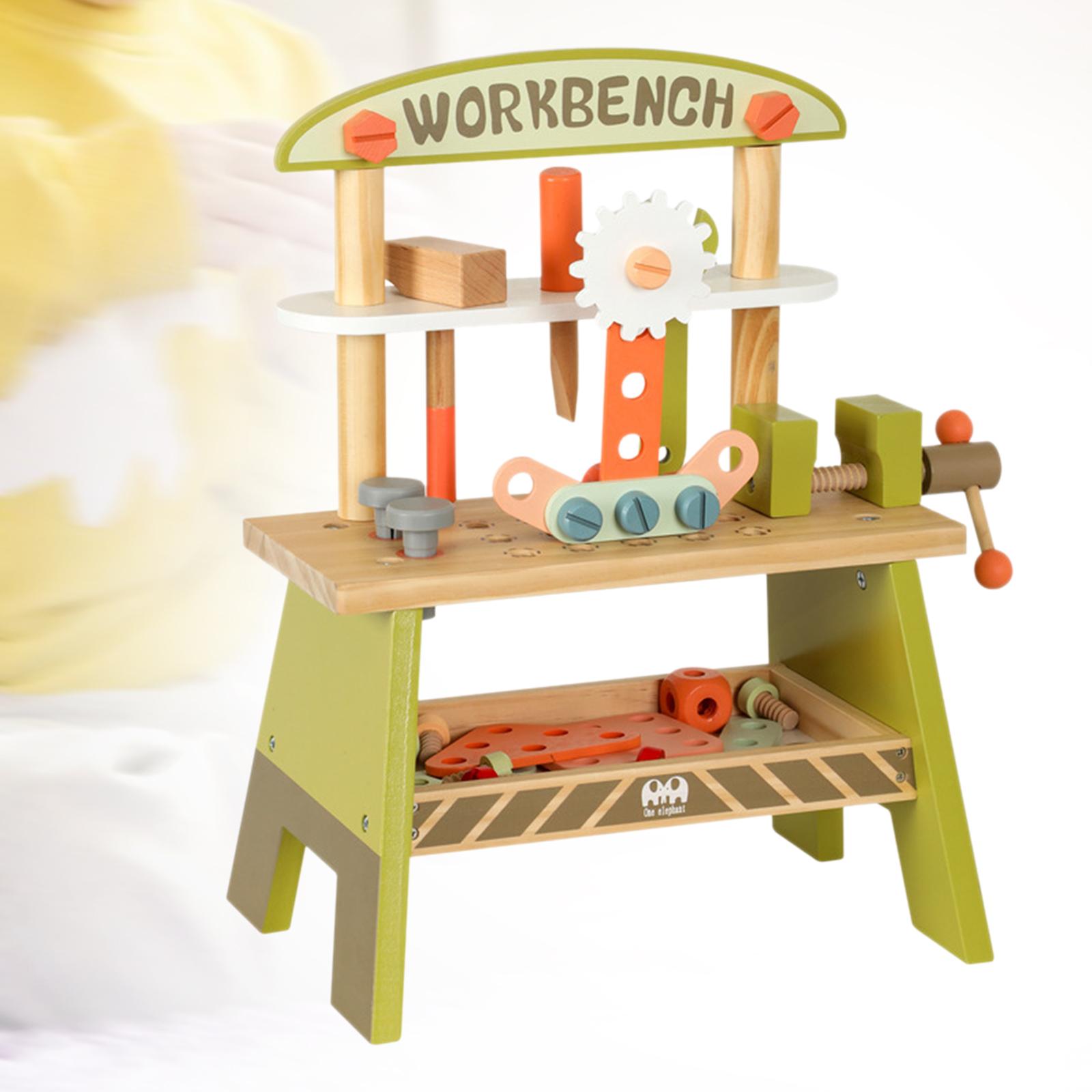 Small Wooden Kid Workbench Toy Montessori Toys DIY Kid`s Wooden Tool Bench Toy for Girls Boys 3 4 5 Years Old Holiday Present