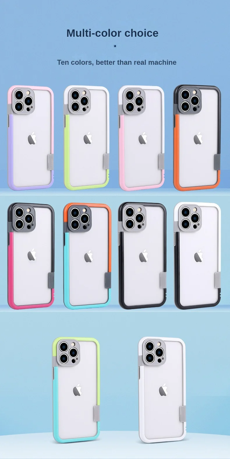 For iPhone 15 14 13 Pro Max Plus Mini Phone Case Colorful Soft Silicone Bumper Frame Shockproof Protection Only Border No Back
