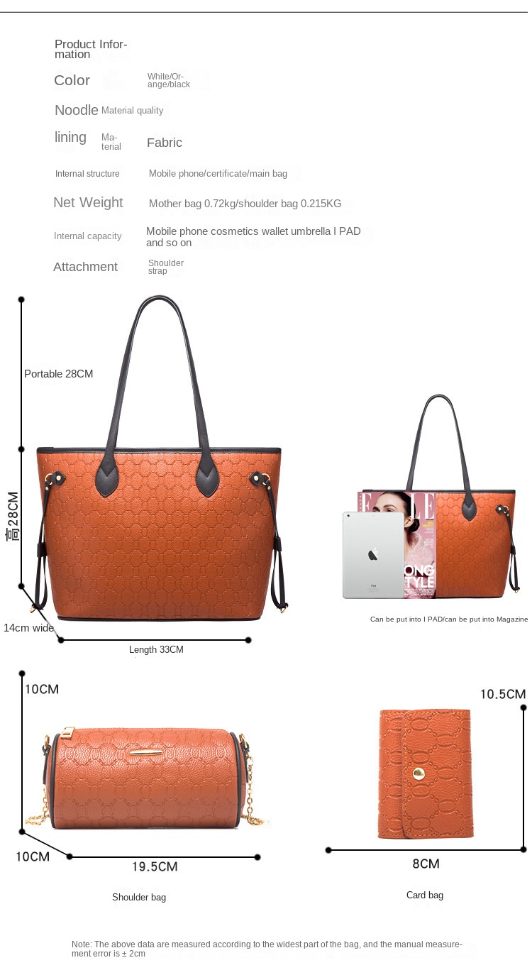 Tote Bag 2023 Fashion New High-quality Large-capacity Three-piece Set Ladies Handbag Card Holder Shoulder Messenger Bag_voghion.com
