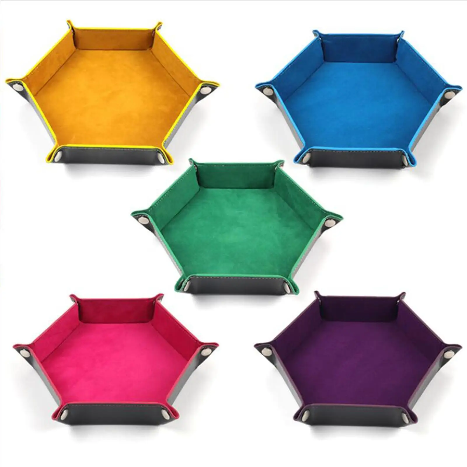  Foldable Dice Tray Holder PU Leather Velvet for Table Games Candies Earbuds Table Board Roleplaying Game Dice Holder Box 