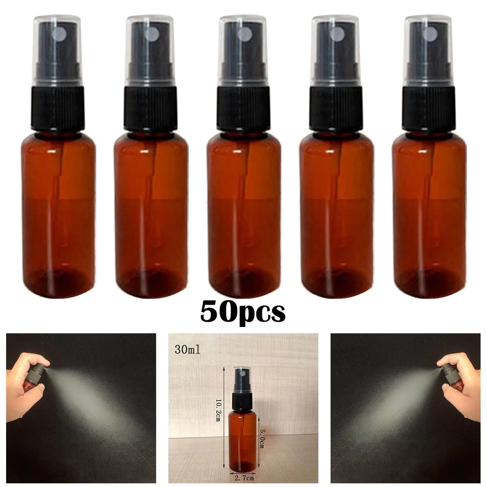 50x Spray Bottle Lightweight Portable 30ml Makeup Sprayer Fine Mist Household Mini Cosmetic Bottle Refillable with Cover Empty