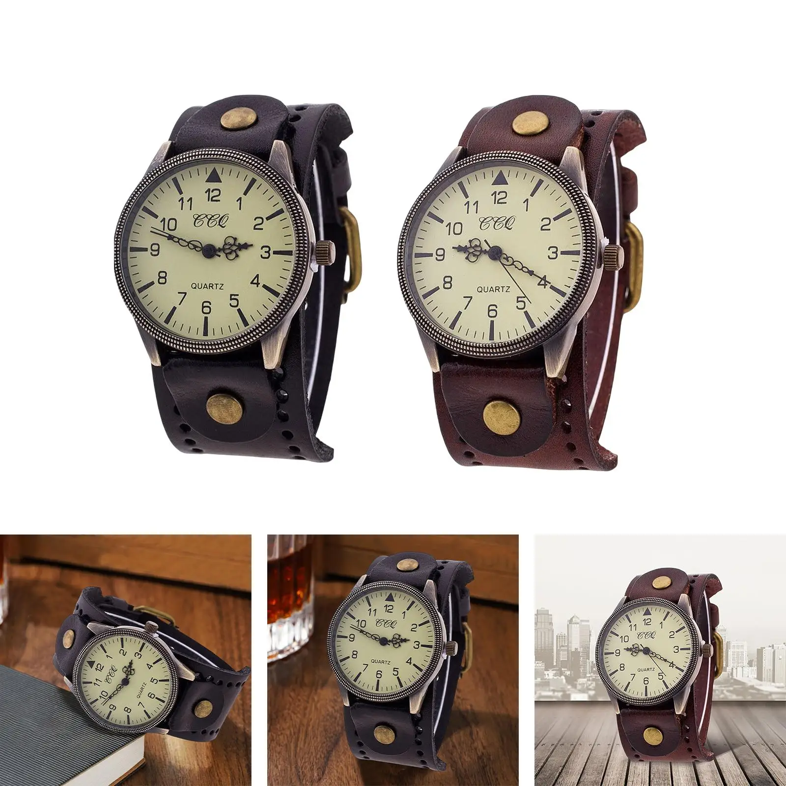 Antique Bracelet Watch PU Leather Wide Leather Strap for Bracelet Watch Band