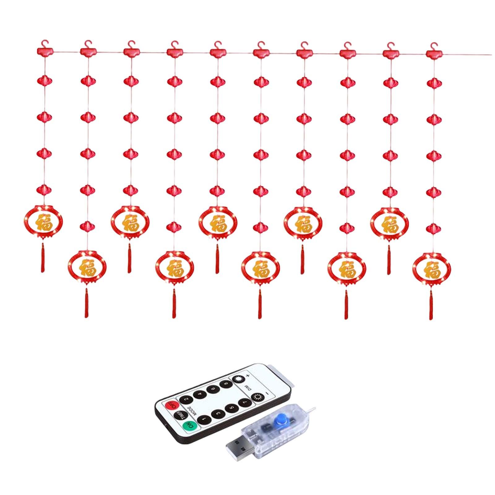 Spring Festival Hanging Lighting with Remote Control New Year LED Chain Lights for Home