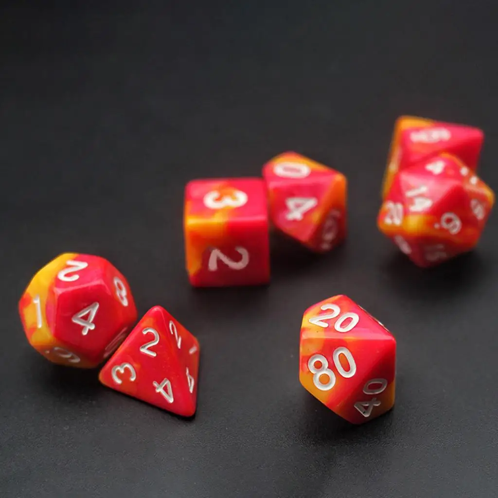 7 / Set of Multi-sided Acrylic Dice D20 D12 D10 D8 D6 D4 for The Game of