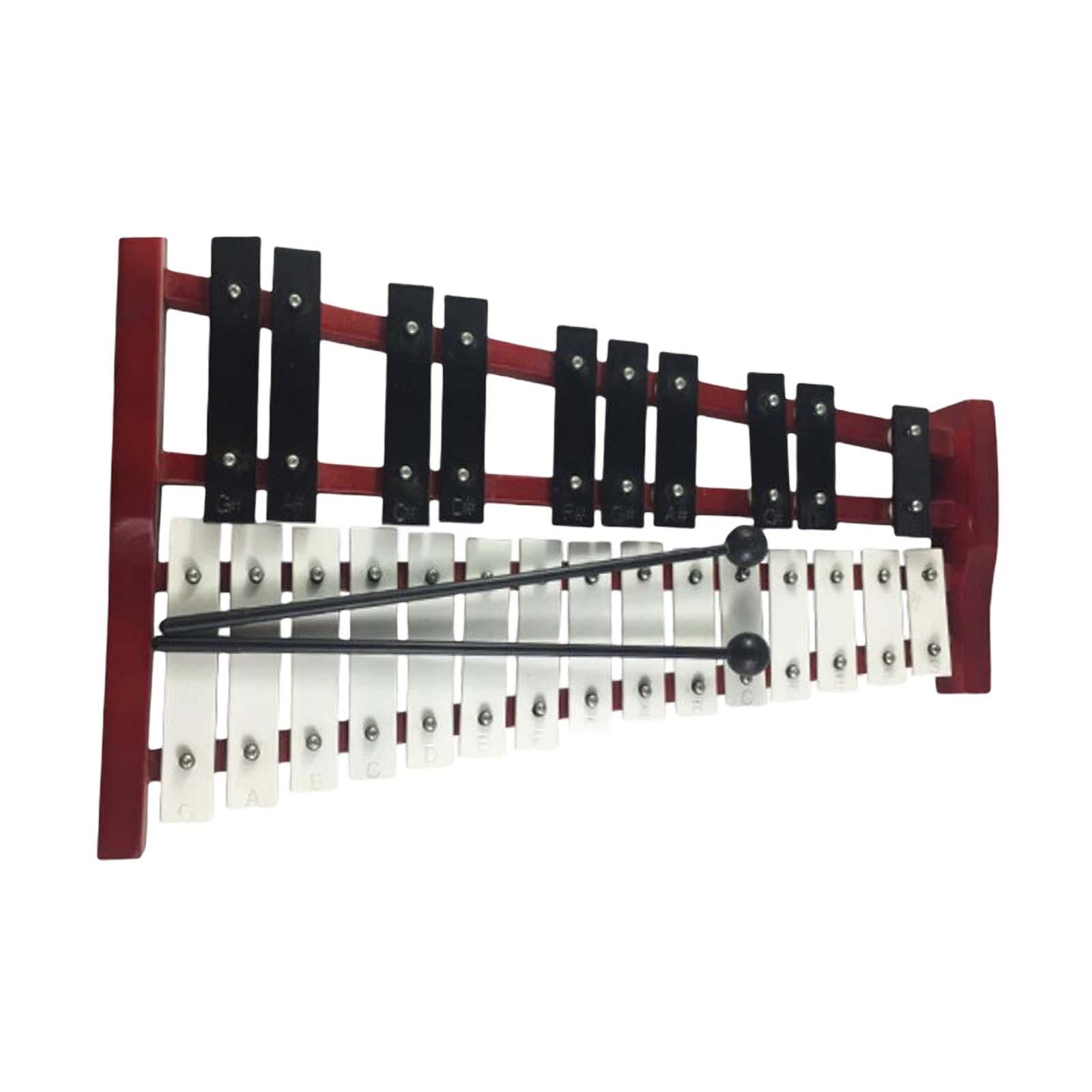 25 Key Glockenspiel Xylophone with Clearly Marked Notes Percussion Instrument Size 40x25x8cm
