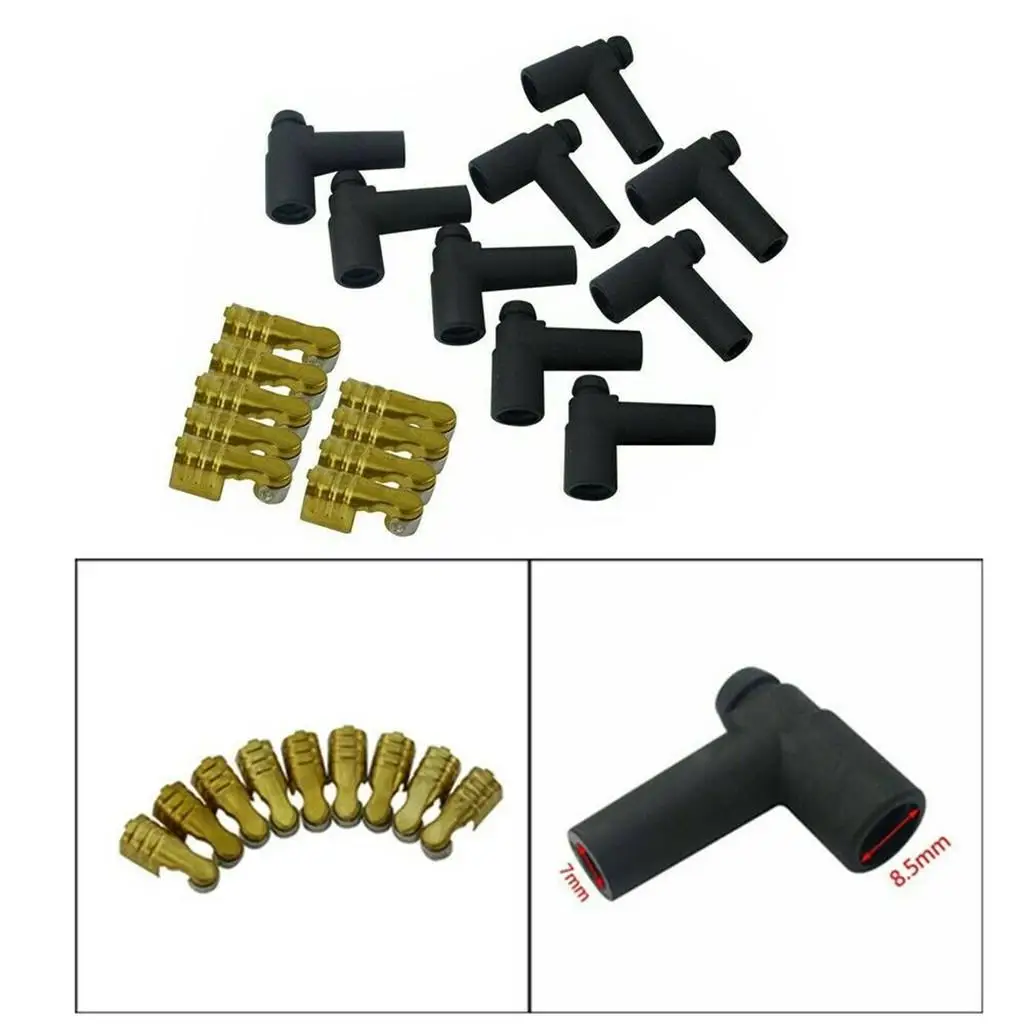 9PC Rubber Distributor Boots cover and cap Straight Terminals Ignition Din