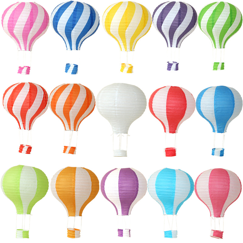 Description Picture 2 of item30cm Hot Air Balloon Park Amusement Park Shopping Mall Kindergarten Decoration Paper Lanterns Wedding Outdoor Folding Decoration