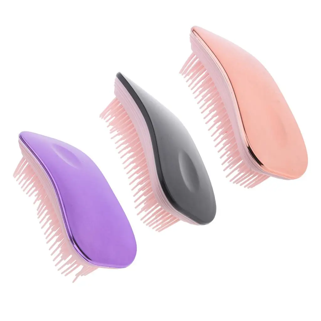 3 X Detangling Brush Massage Hairbrush Detangler Comb++Rose