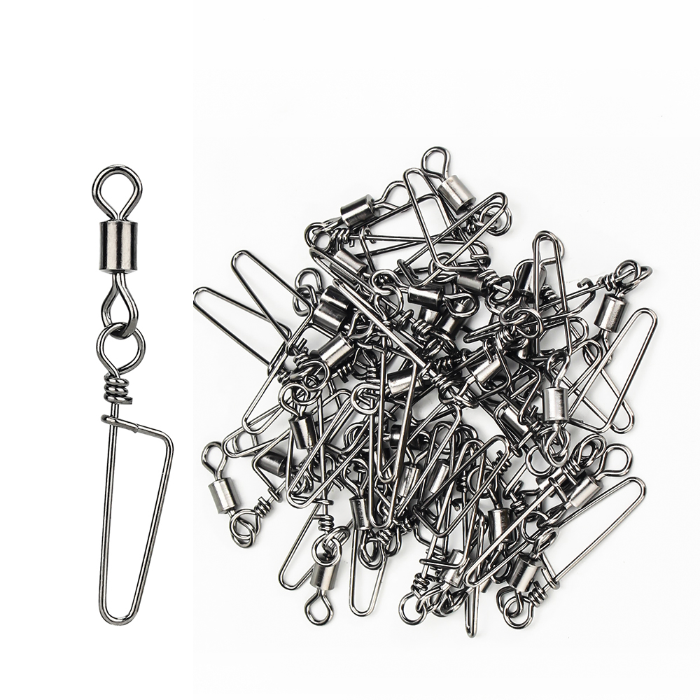 DNDYUJU 10-30X Angeln Wälzlager Wirbel Solide Ring Interlock Snap Für Angelhaken Köder Angeln Stecker Tackle Zubehör – Detail 11