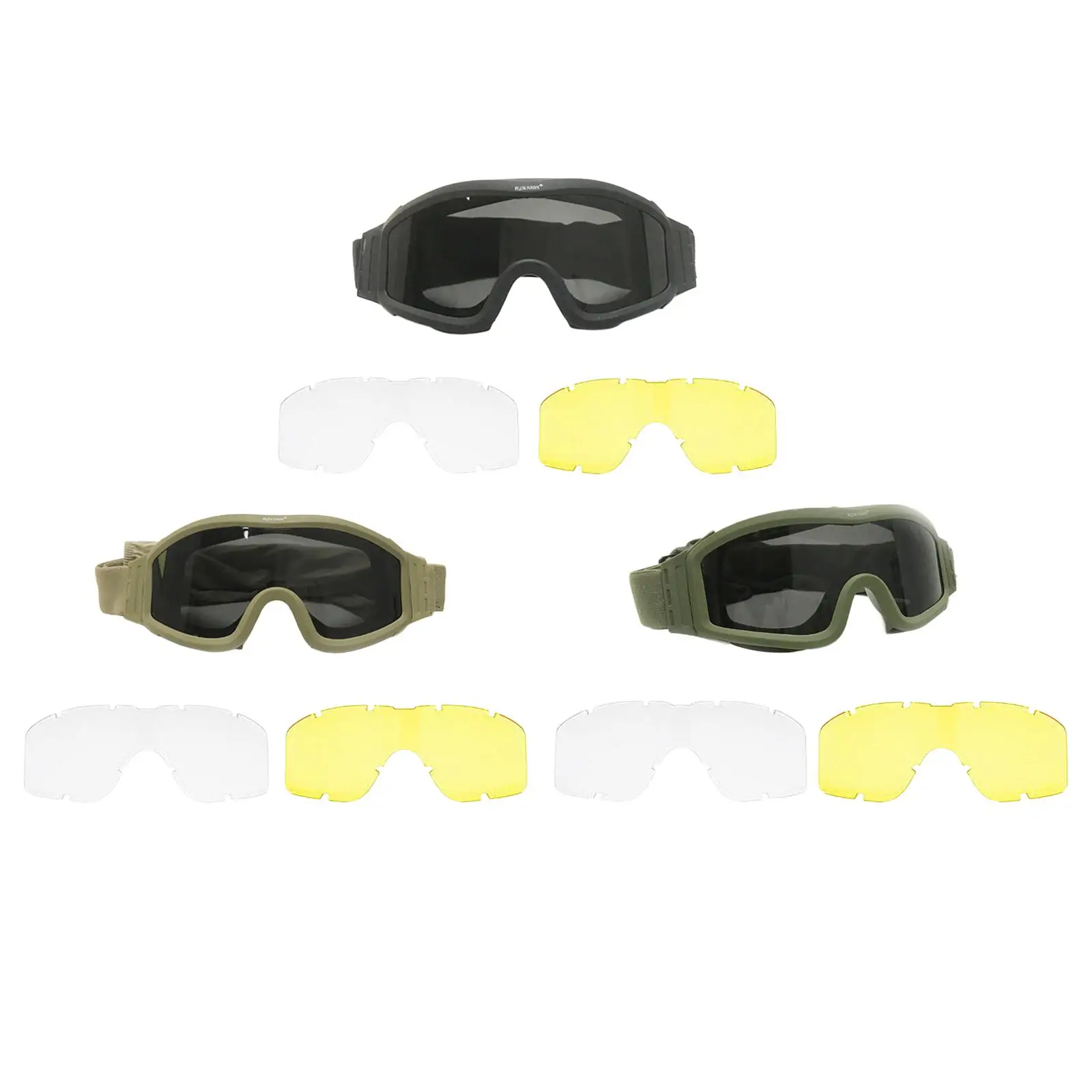 Black Transparent Yellow Goggles Glasses  Scratch Resistant Adjustable Windproof for Mountaineering Riding Shooting Cycling 