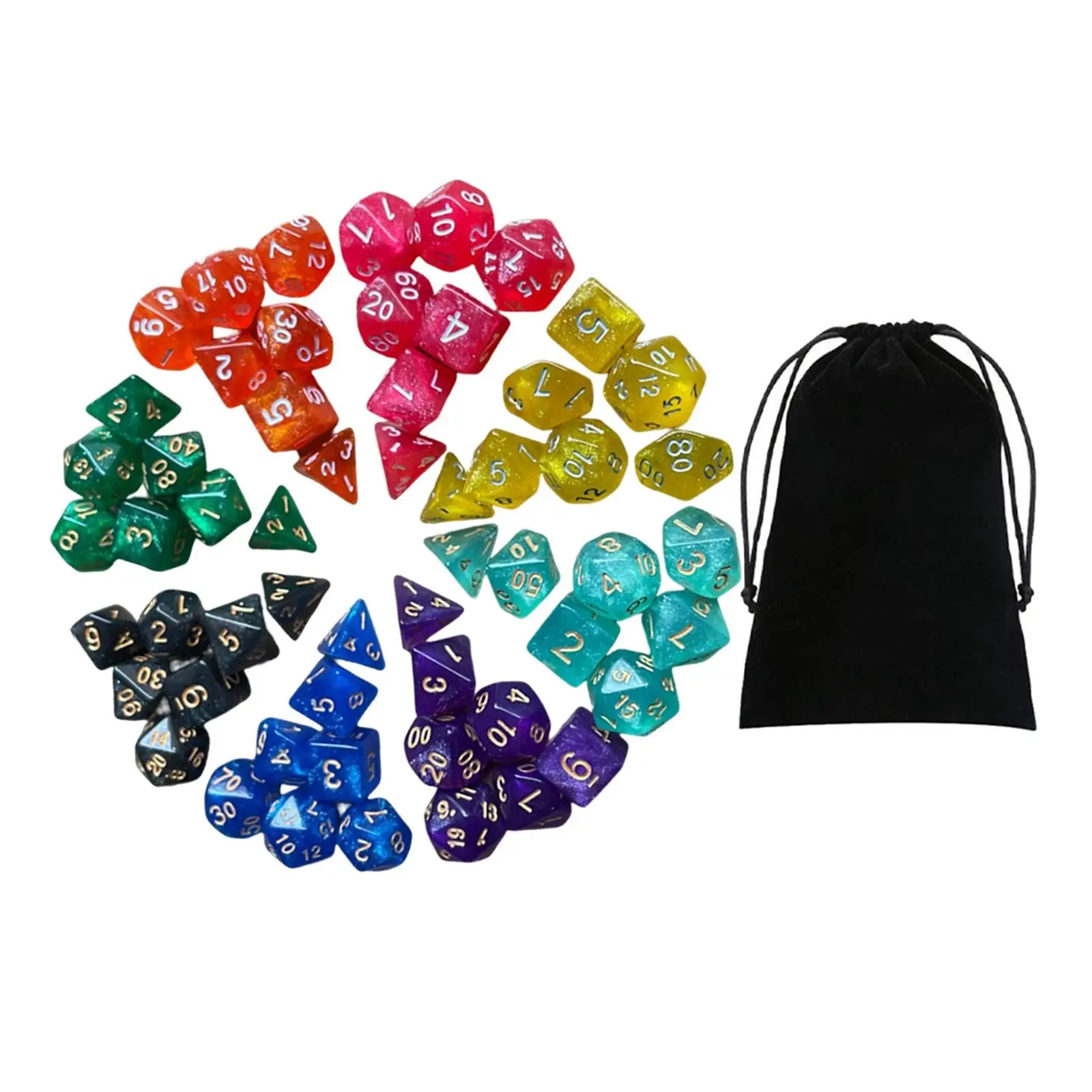 Engraved Polyhedral Dices Colored 56x Game Dices Rolling Dices for Parties