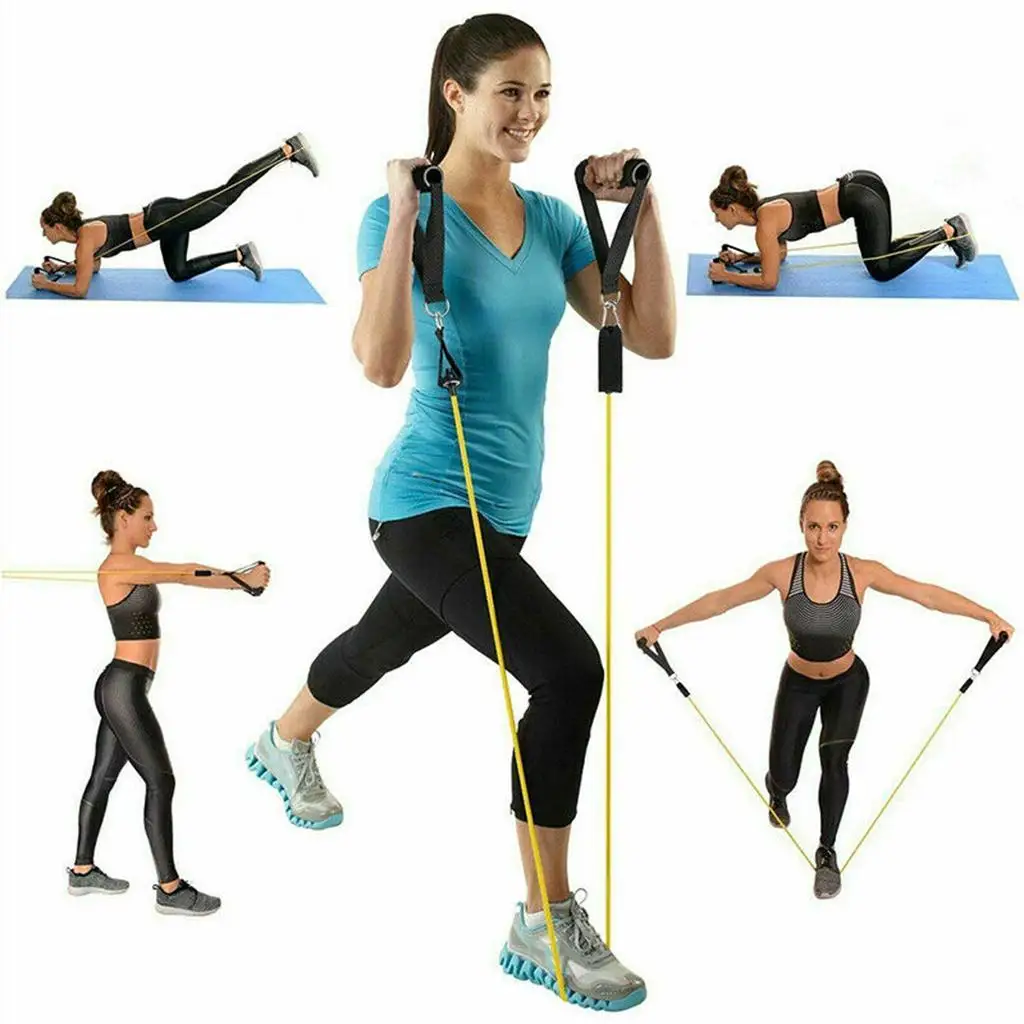 11x Elastic Resistance Band Set Tubes Indoor Workouts Physical