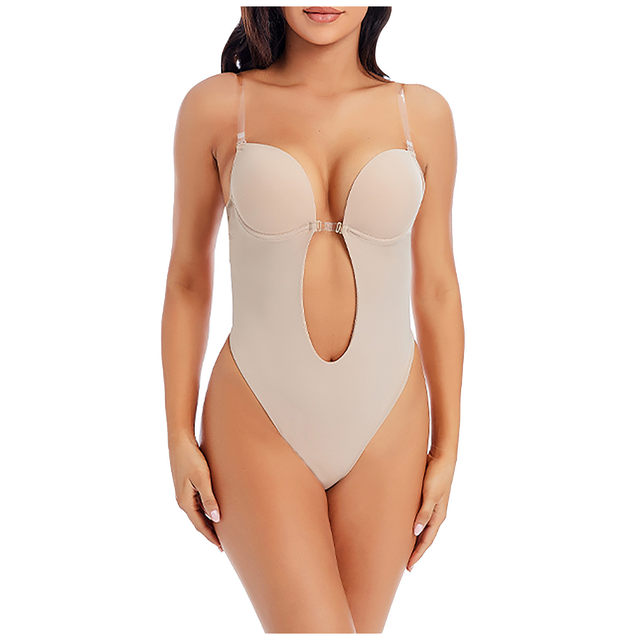 Seamless Body Shaper U Plunge Deep V Bodysuit Conjoined Bra Backless  Jumpsuit UK