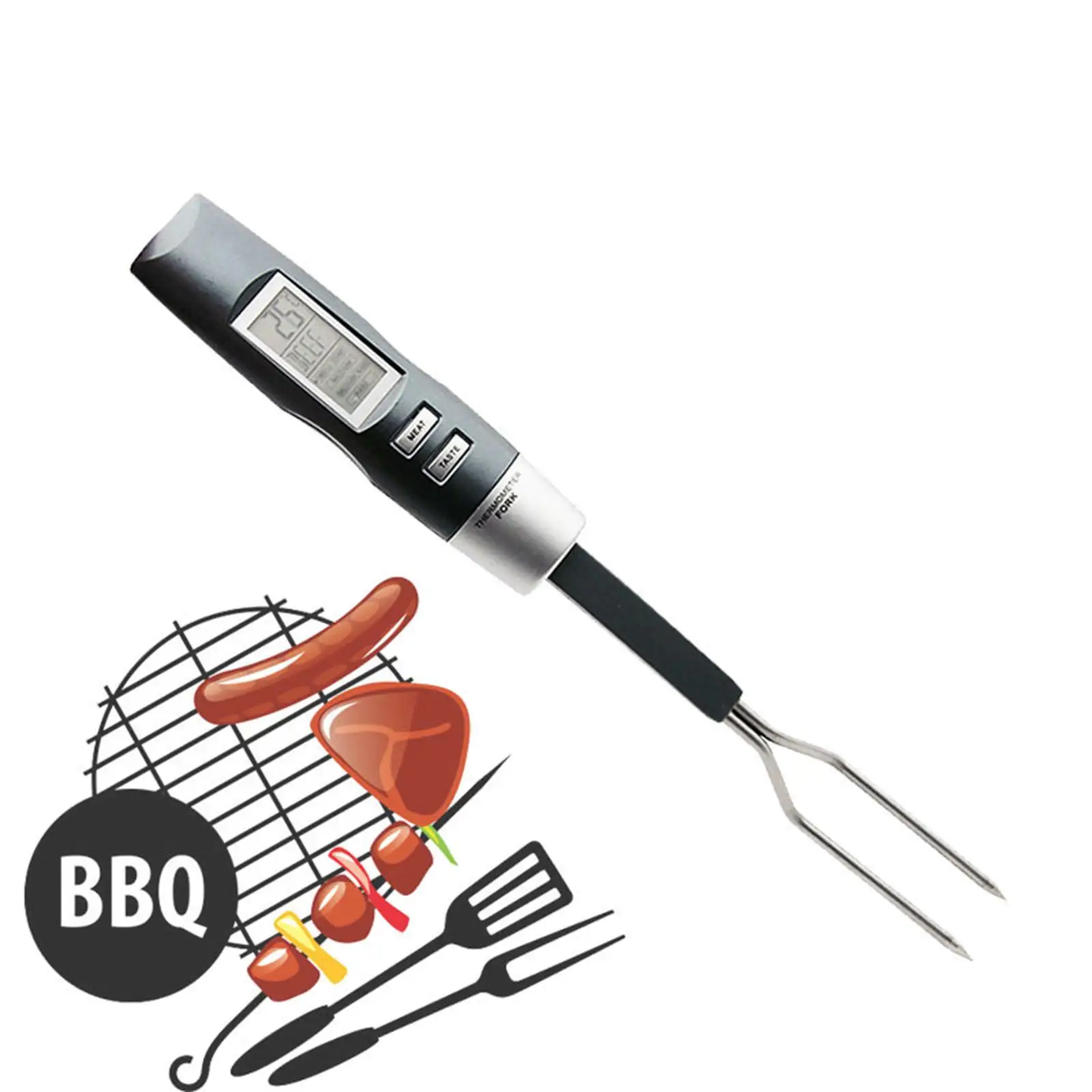 Meat Thermometer Fork W/LED Screen Cooking Fork for Grilling Turkey Cooking