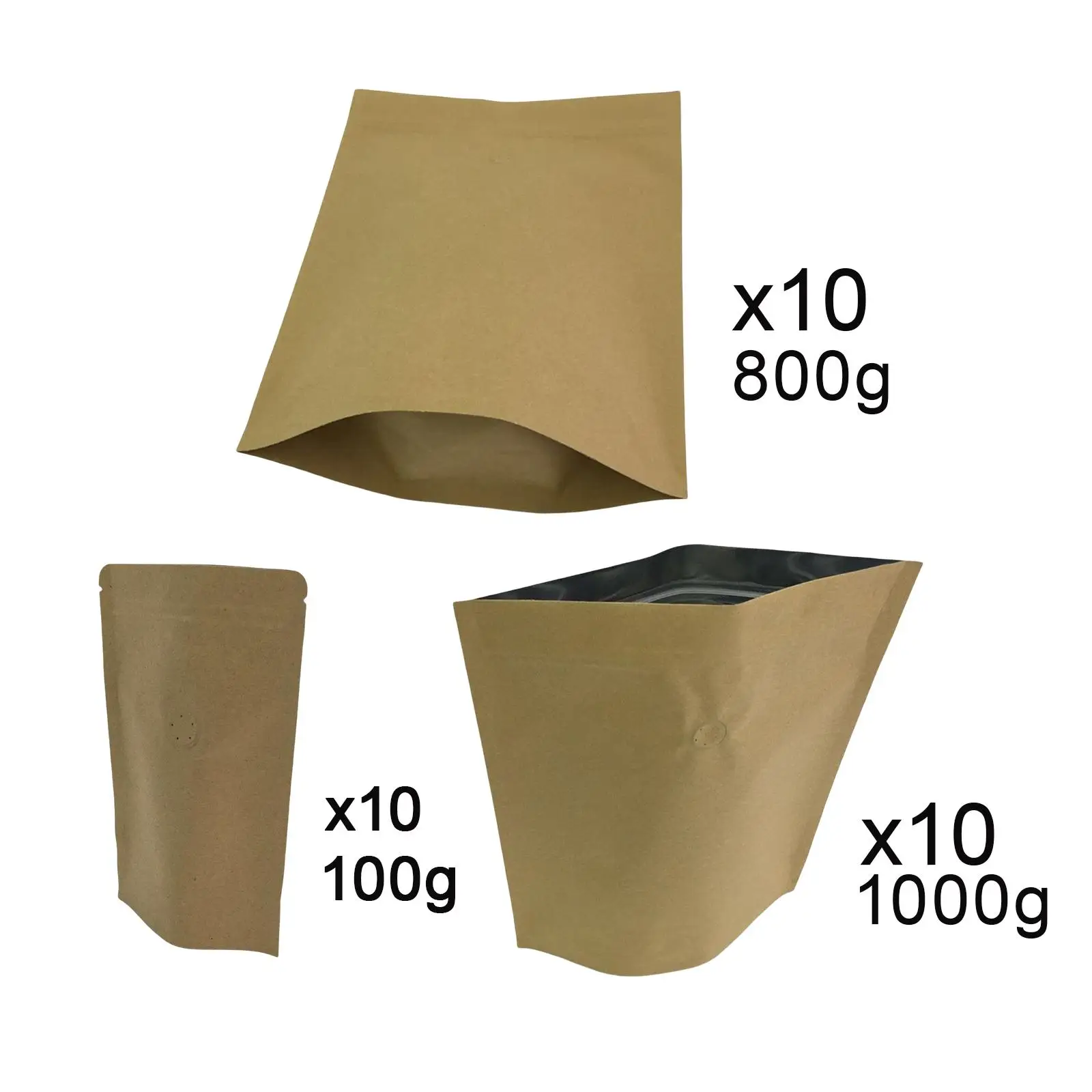 10Pcs Brown Bags Resealable Pocket Organizer Coffee Pouch for Party Favor Popcorn