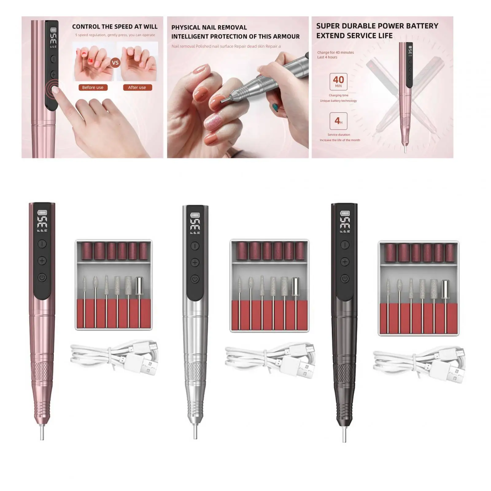 Electric Nail Drills for Gel Polishing Manicure Tools Electric Nail File Kits