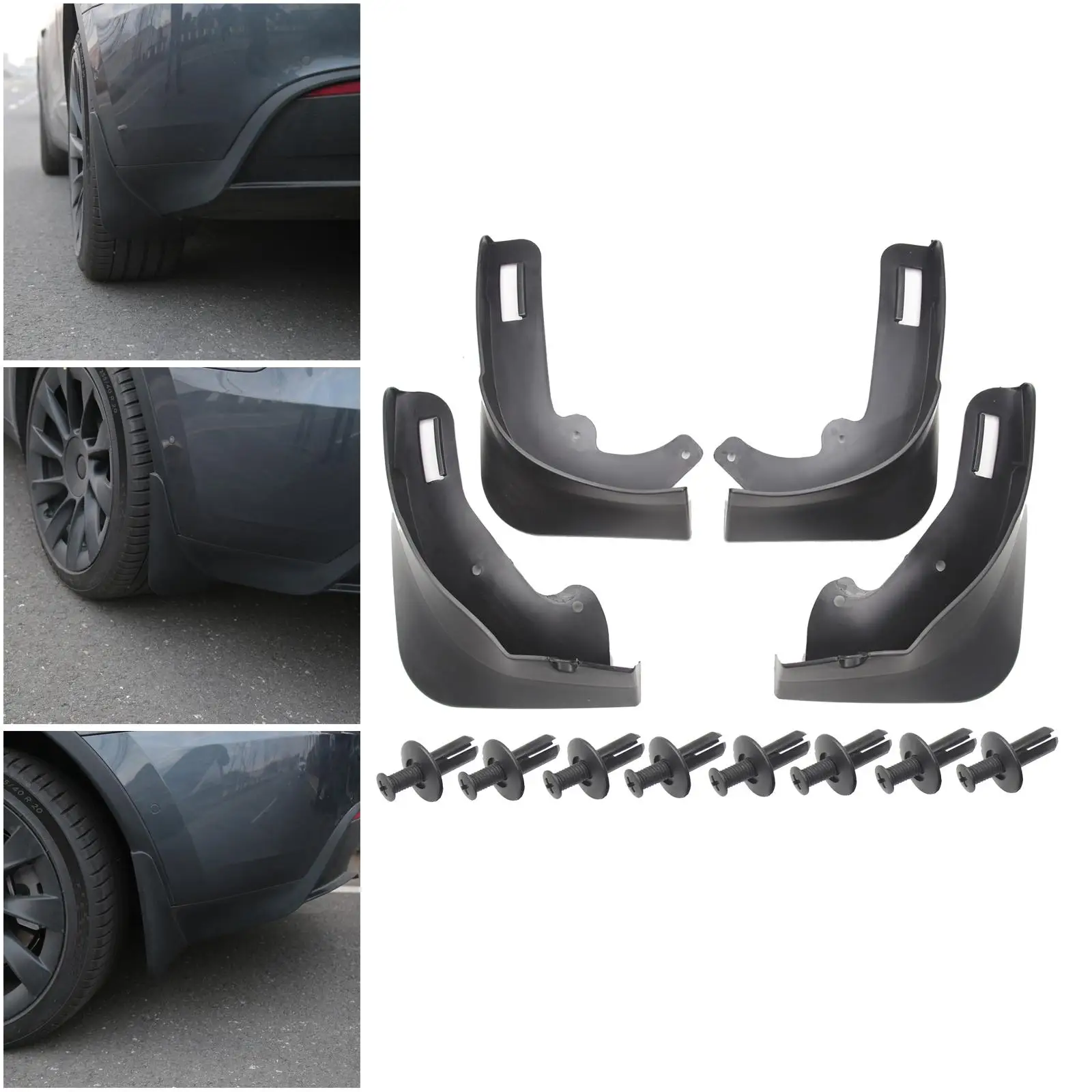 Car Mud Flaps No Drilling  Compatible for  Modification Accessories  Sediment Black