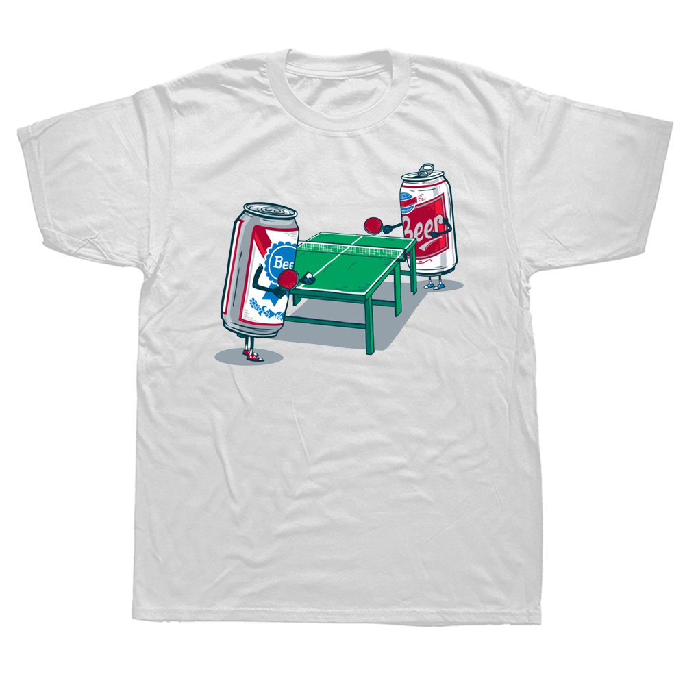Lustige Tischtennis Ping Pong Bier Pong T Shirts Grafik Baumwolle Streetwear Kurzarm Geburtstagsgeschenke Sommer Stil T-shirt Männer – Detail 2
