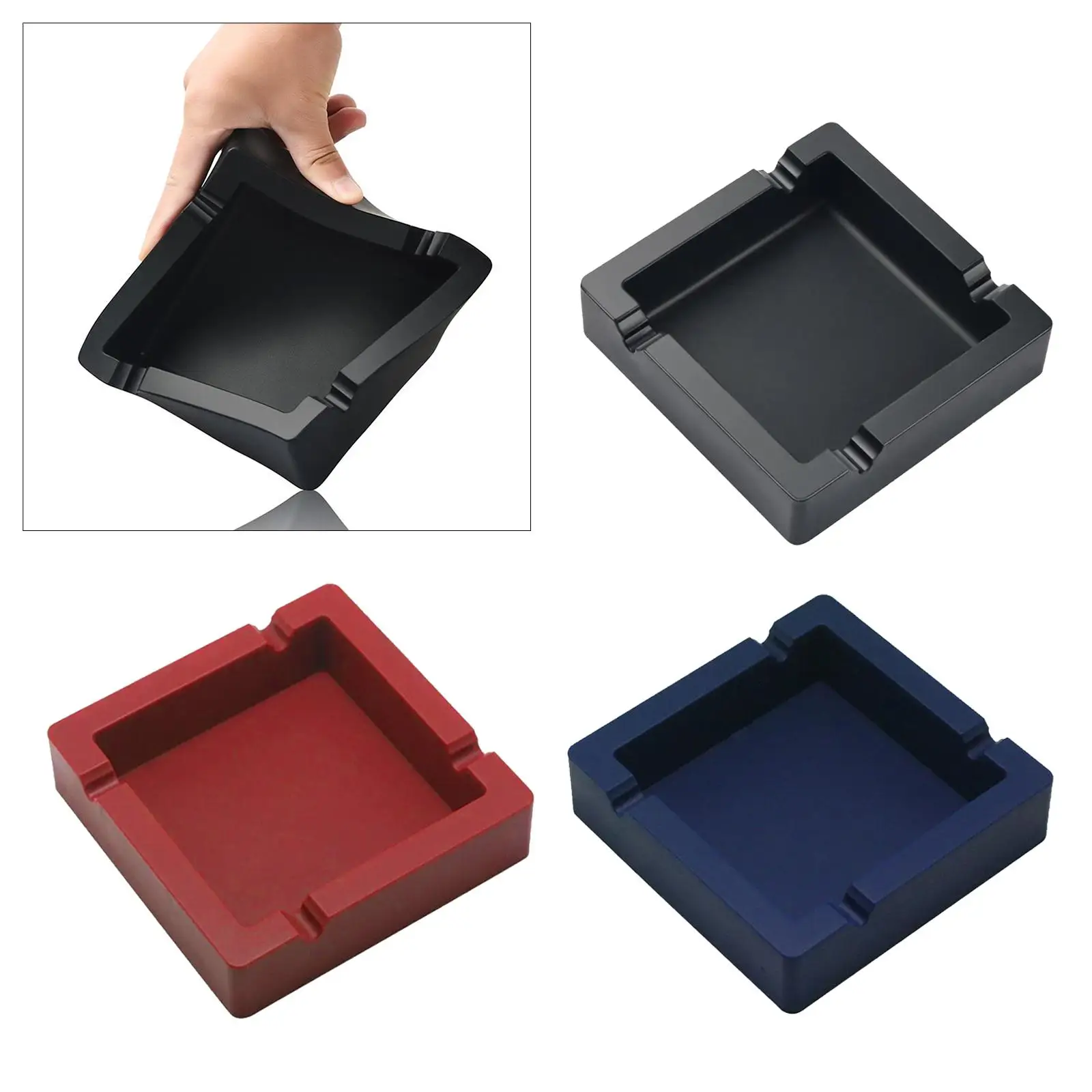 Portable Silicone Ashtray Cigar Cigarette Rest Soft 4 Dual-Use Grooves Heat Resistant Cigar Ashtray for Desktop Patio Decoration