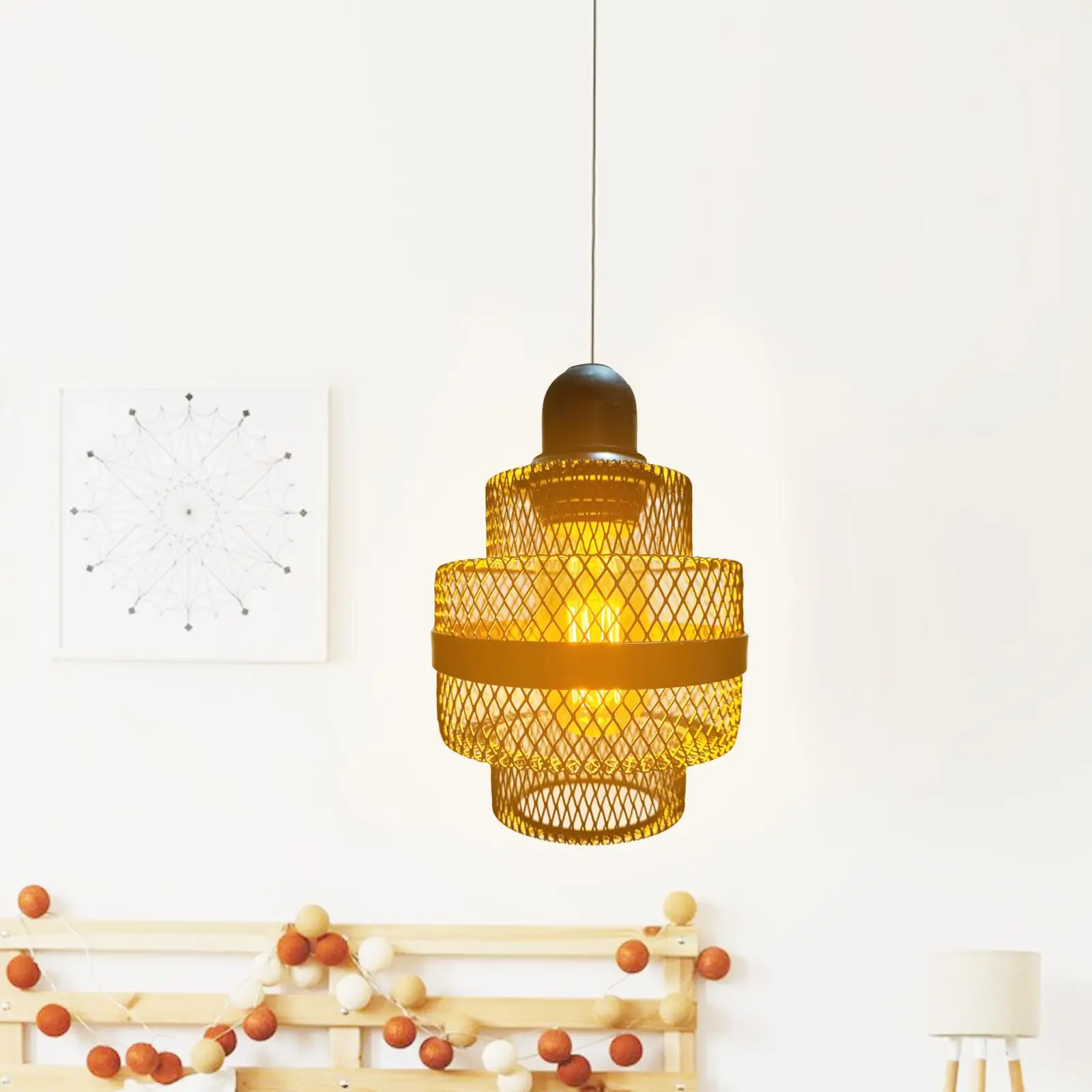 Hanging Pendant Light Lampshade Fitting Lighting Metal Wire Light Cage Cover