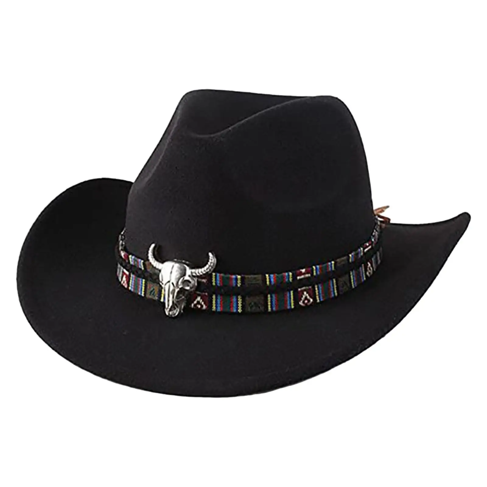 Cowgirl Hat with Pull On Closure Trendy Fashion Black for Autumn Adults Men