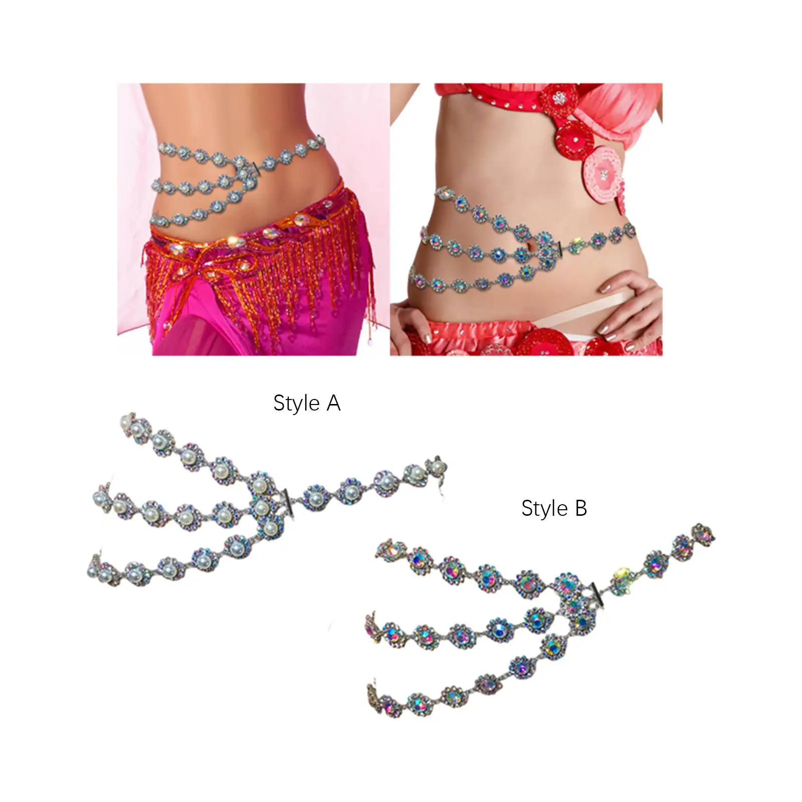 Waist Chain Costume Accessories Jewelry Gifts Rhinestone Belly Chains Summer Beach Chain for Bikinis Party Dress Women Girls