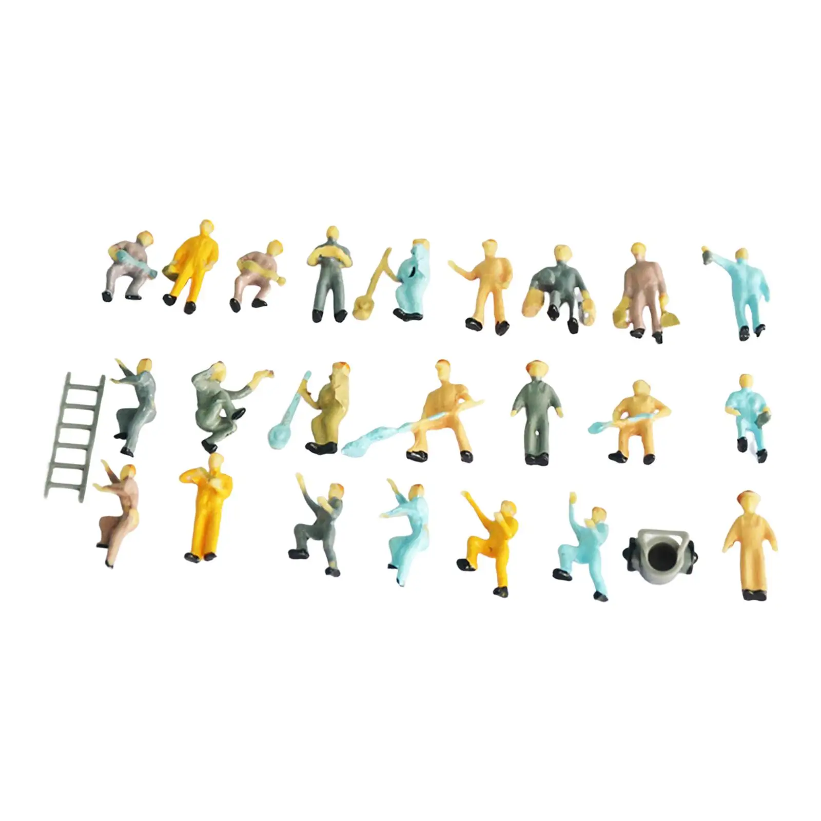 25Pcs 1/87 Miniature Model Railroad Worker Figures Building HO Scale Desktop Ornament Hand Painted Figurines Ornament Supplies