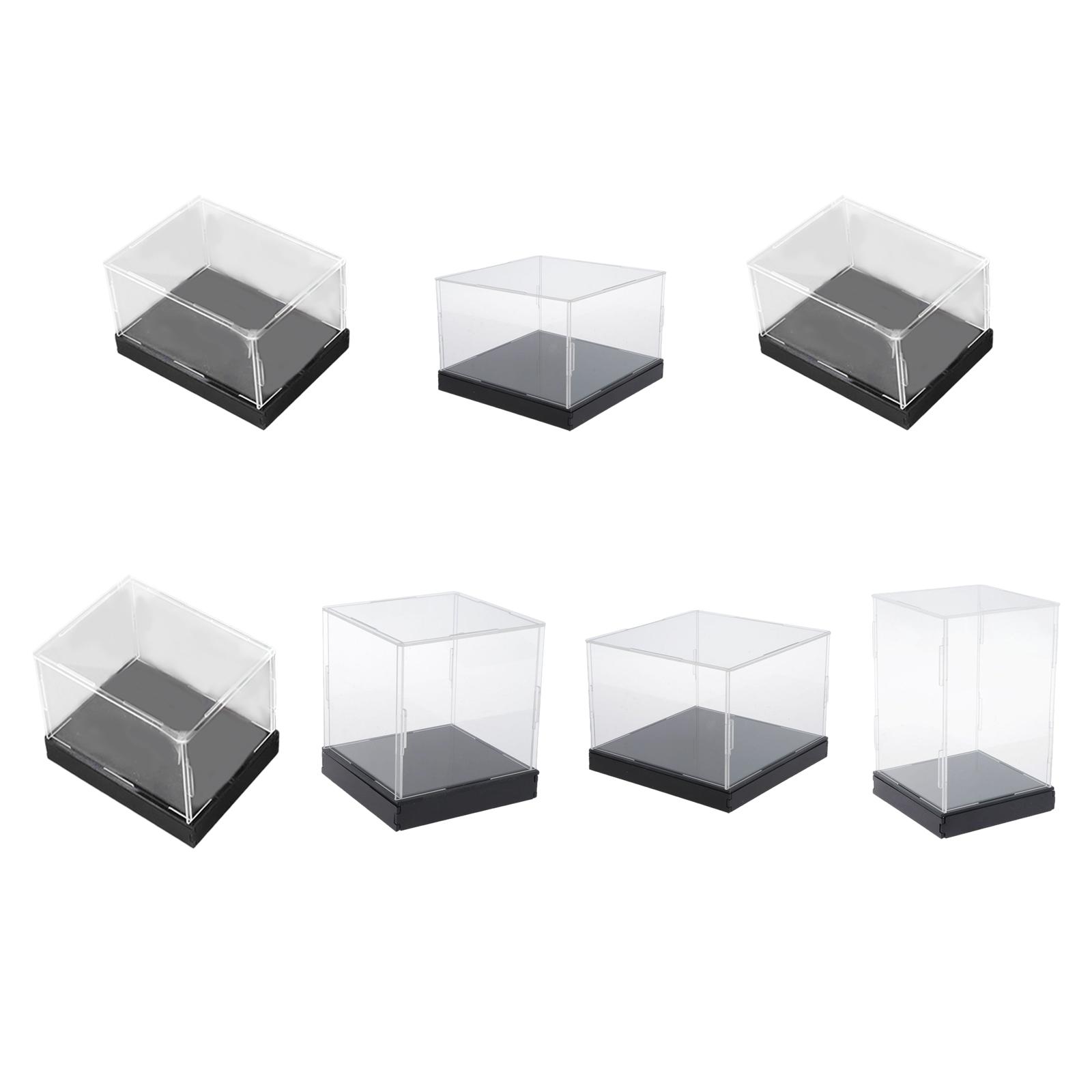 Clear Acrylic Display Case Black Base Dustproof Protective Storage Boxes For