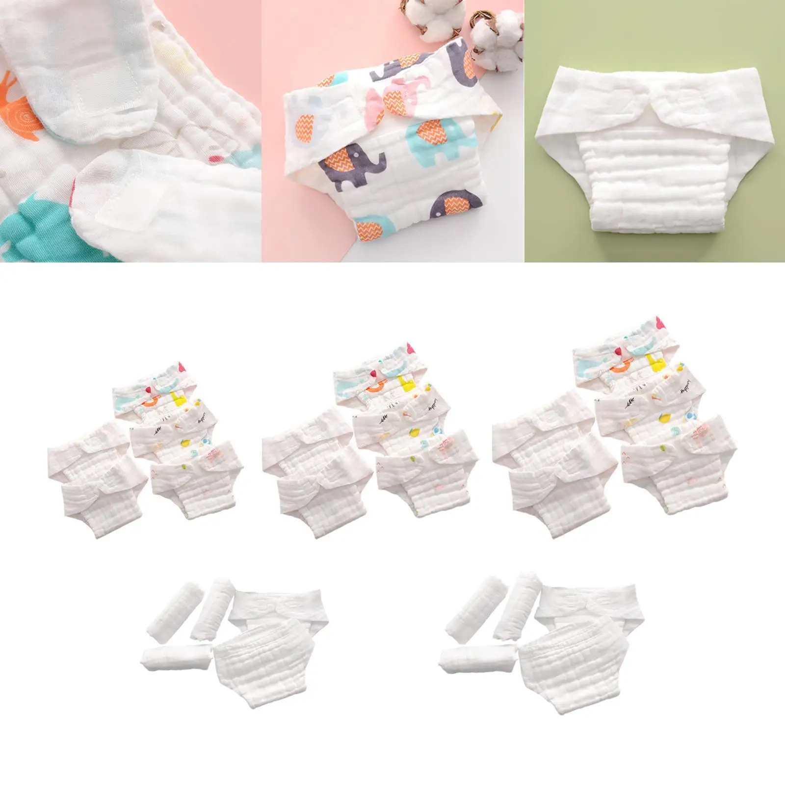 Cotton Pocket Dipaer Reusable Washable Adjustable for Infant Newborn Toddler