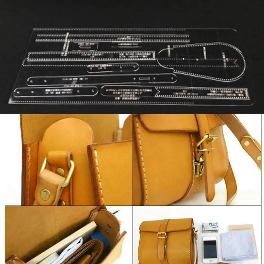 10 Pieces/Set Leathercraft Acrylic Shoulder Bag Handbag Pattern Template Stencils 200x180x100mm