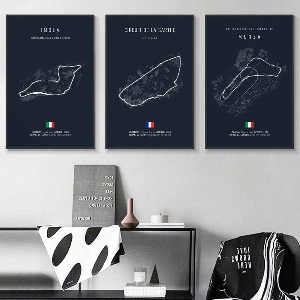 Formula 1 Internationa Track Circuit Canvas Painting F1 Wall Art Nordic Poster Aesthetic Motorsport Race Picture For Home Decor