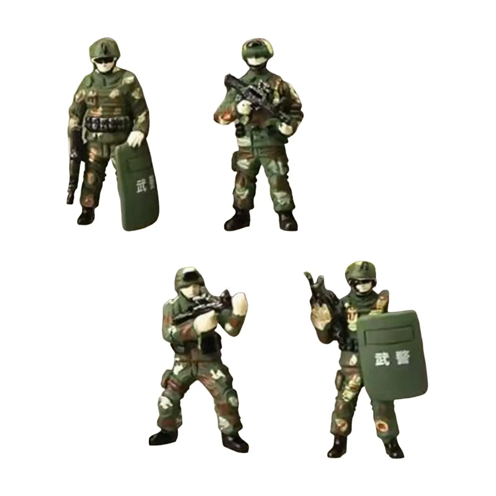 4 Pieces 1:64 Scale Tiny People Model Special Forces Model Figures Painted Action Figures Soldiers Toys for DIY Projects S Scale