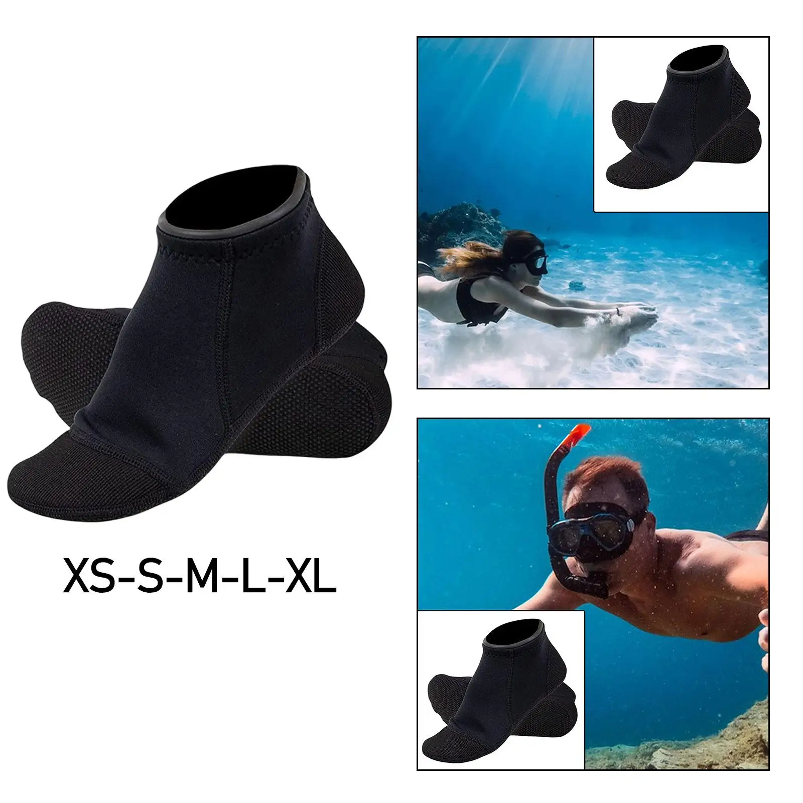 Pair of 3mm Neoprene Socks Snorkeling Scratch Proof Nonslip Surfing Booties Scuba Diving Socks for Outdoor Activities Rafting