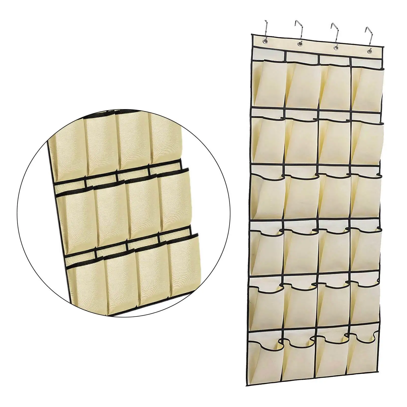 Shoe Organizer 24 Pockets Rack with Hooks Storage Over The Door for Home