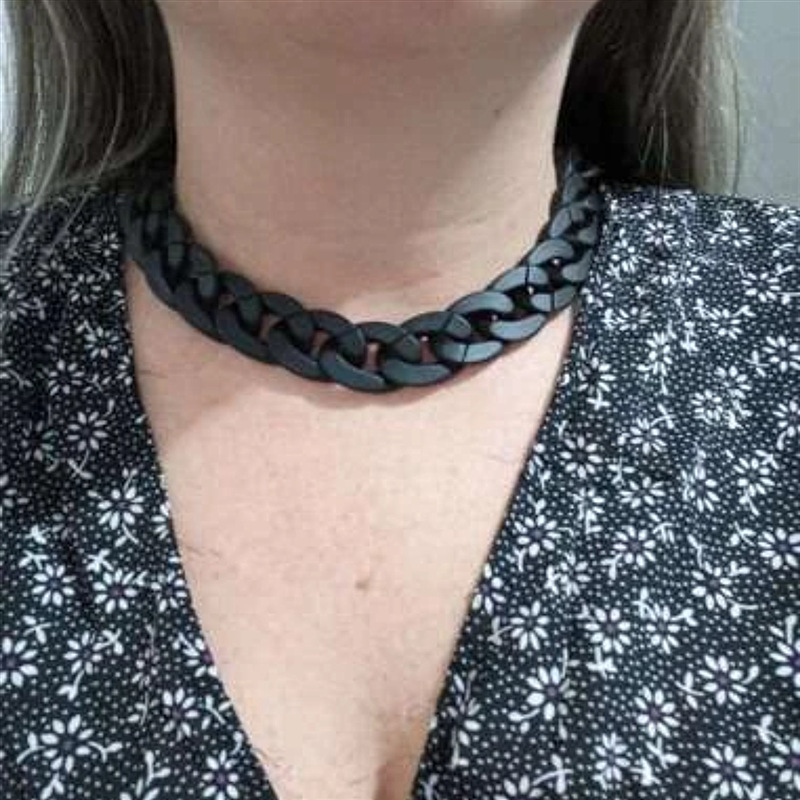 Einfache Halskette mattschwarze Kette Halskette übertreiben Hip Hop Punk kurze Accessoires für Frauen – Detail 1