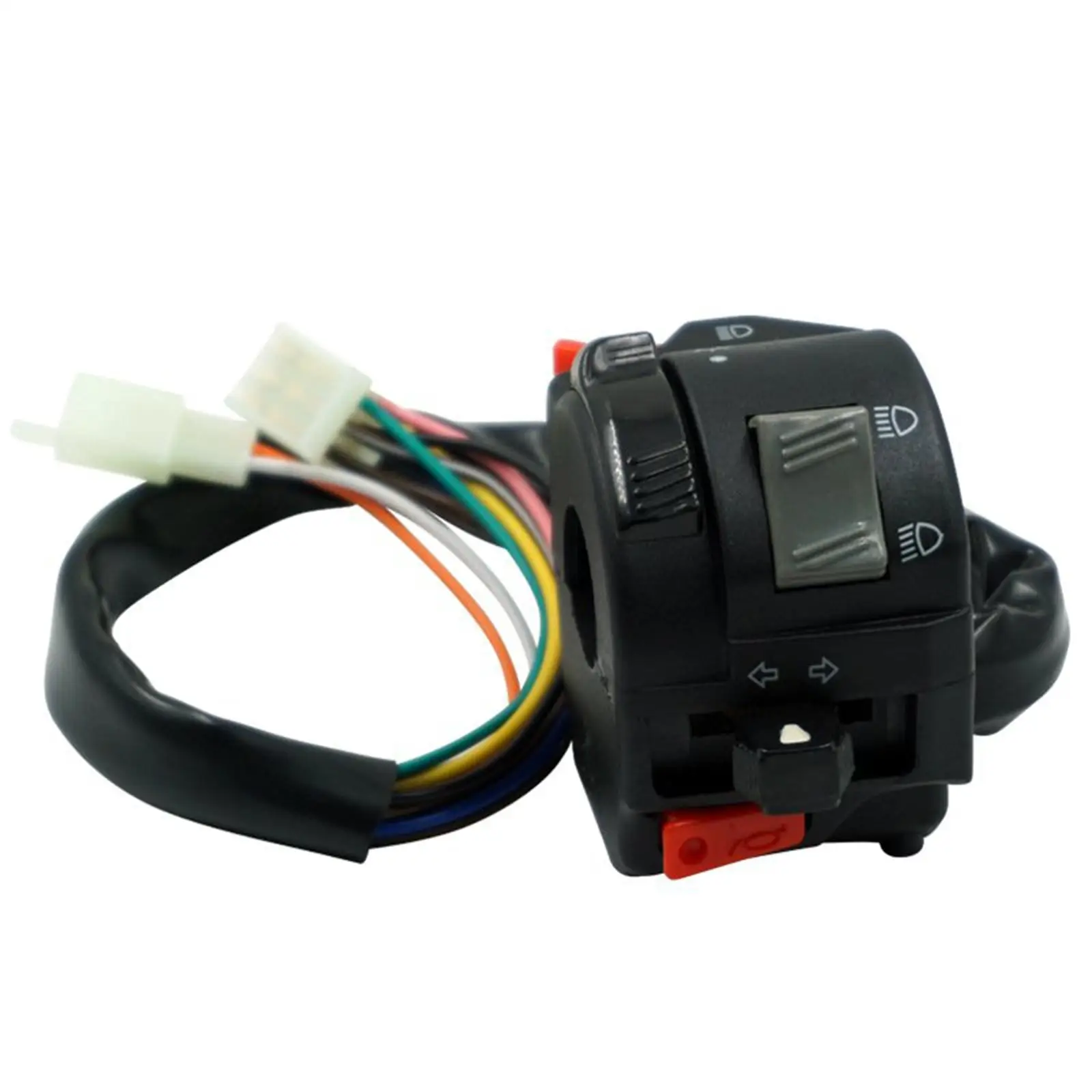 Motorcycle Left Handle Switch 2.2cm Hole Horn Turn Signal Pass Switch Handlebar Switch Assembly for E Bike Atvs Supplies