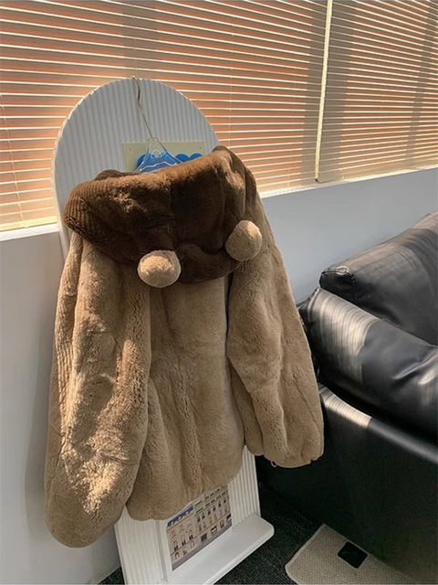 Korean style Women Cute Bear Fake Fur Imitation Rabbit Plush