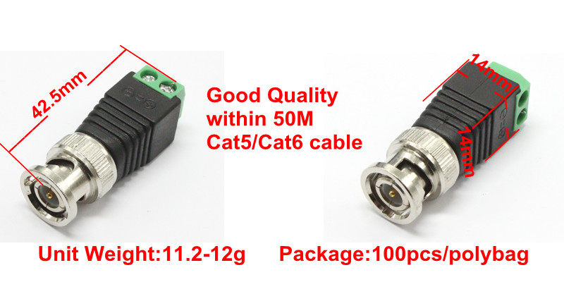 BNC Connectors DIY for CCTV Surveillance Video Camera Coaxial/Cat5/Cat6 Cables