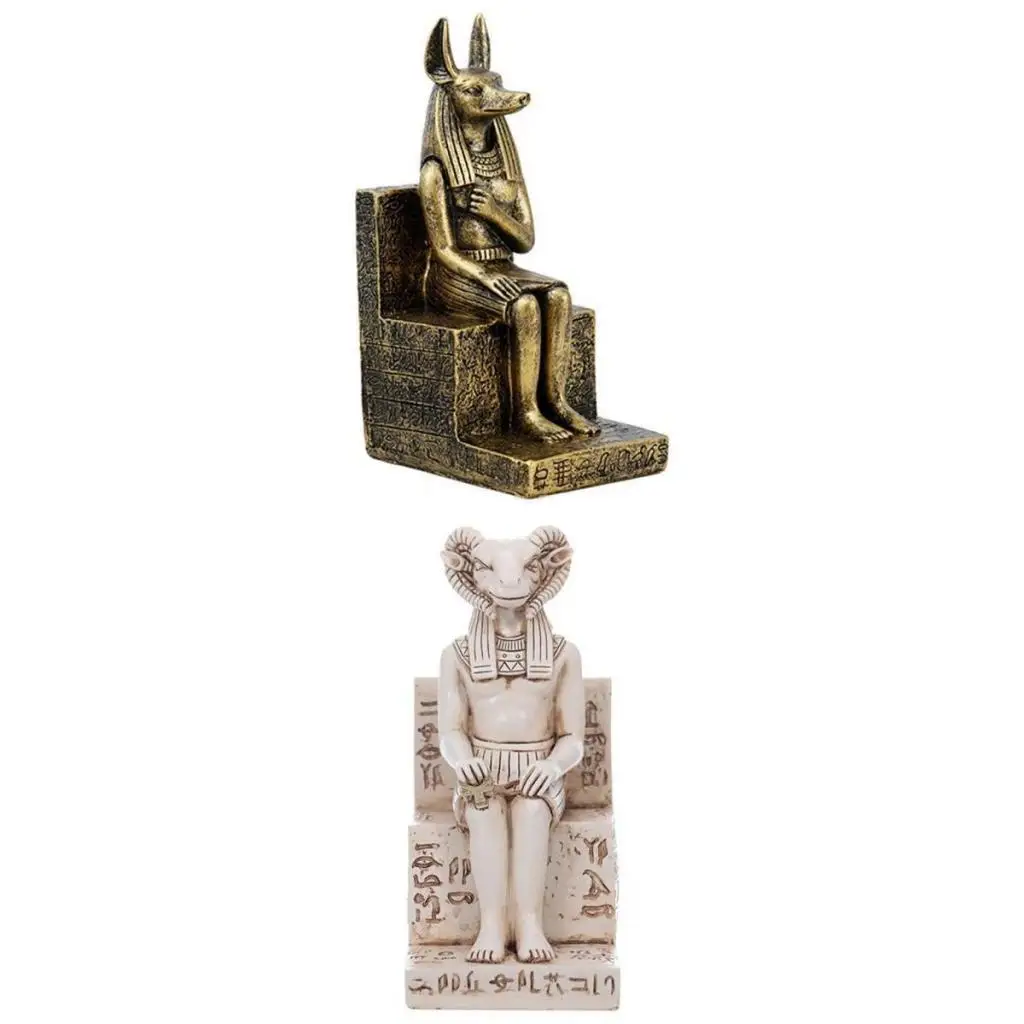 2x Mythological Egyptian Anubis Statue Figurine Resin Home Decor