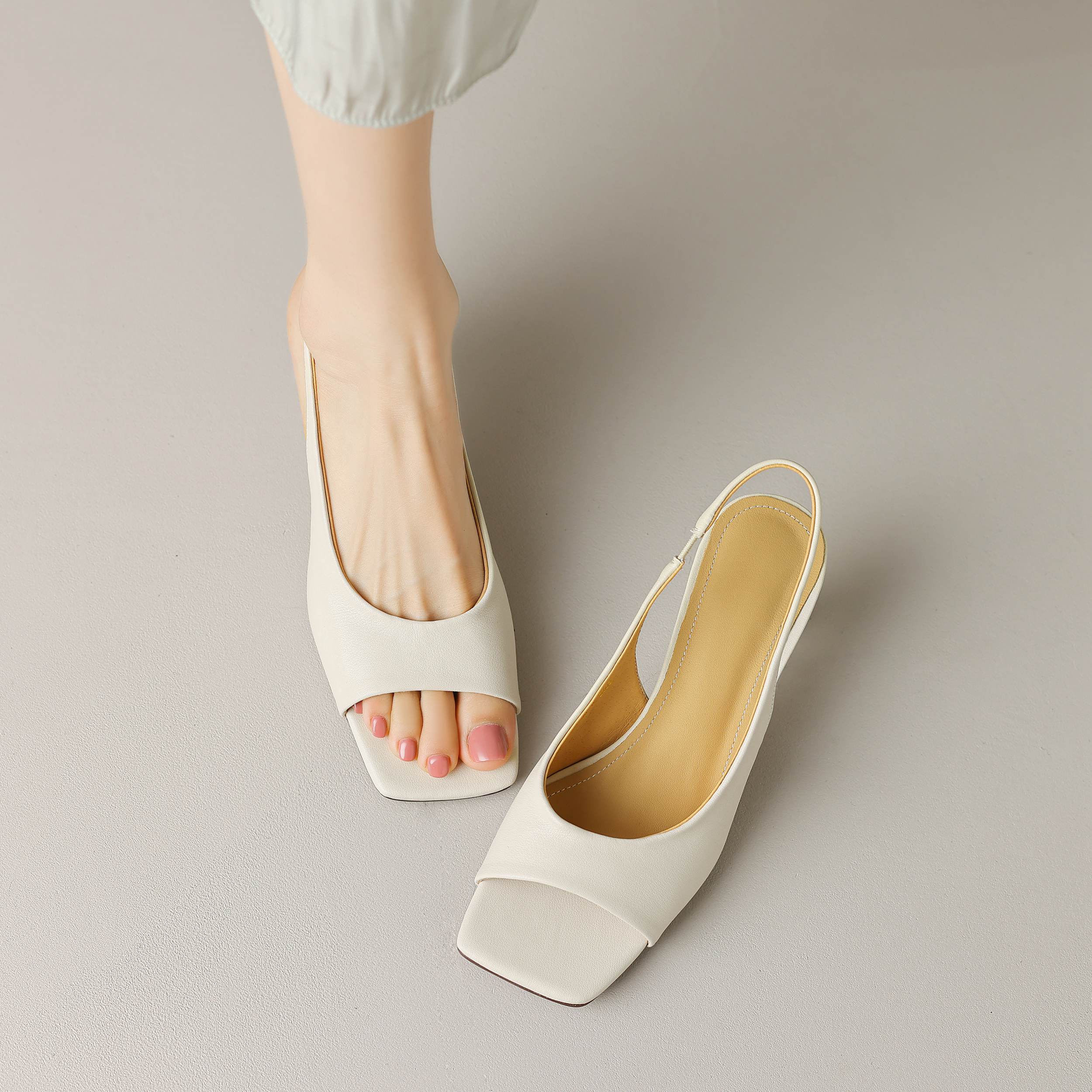 Krazing Pot Cow Leather Slip On Slingback Silver Color Peep Toe Summer Shoes Preppy Style Gorgeous Thin High Heels Sandals Women