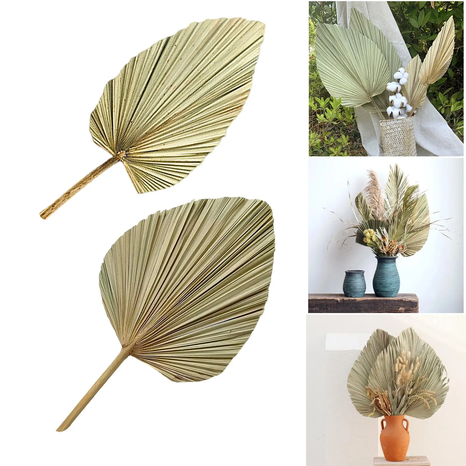 Dried Palm Leaf Trimmed Dried Flower Bouquet Boho Dry Leaves for Kitchen Home