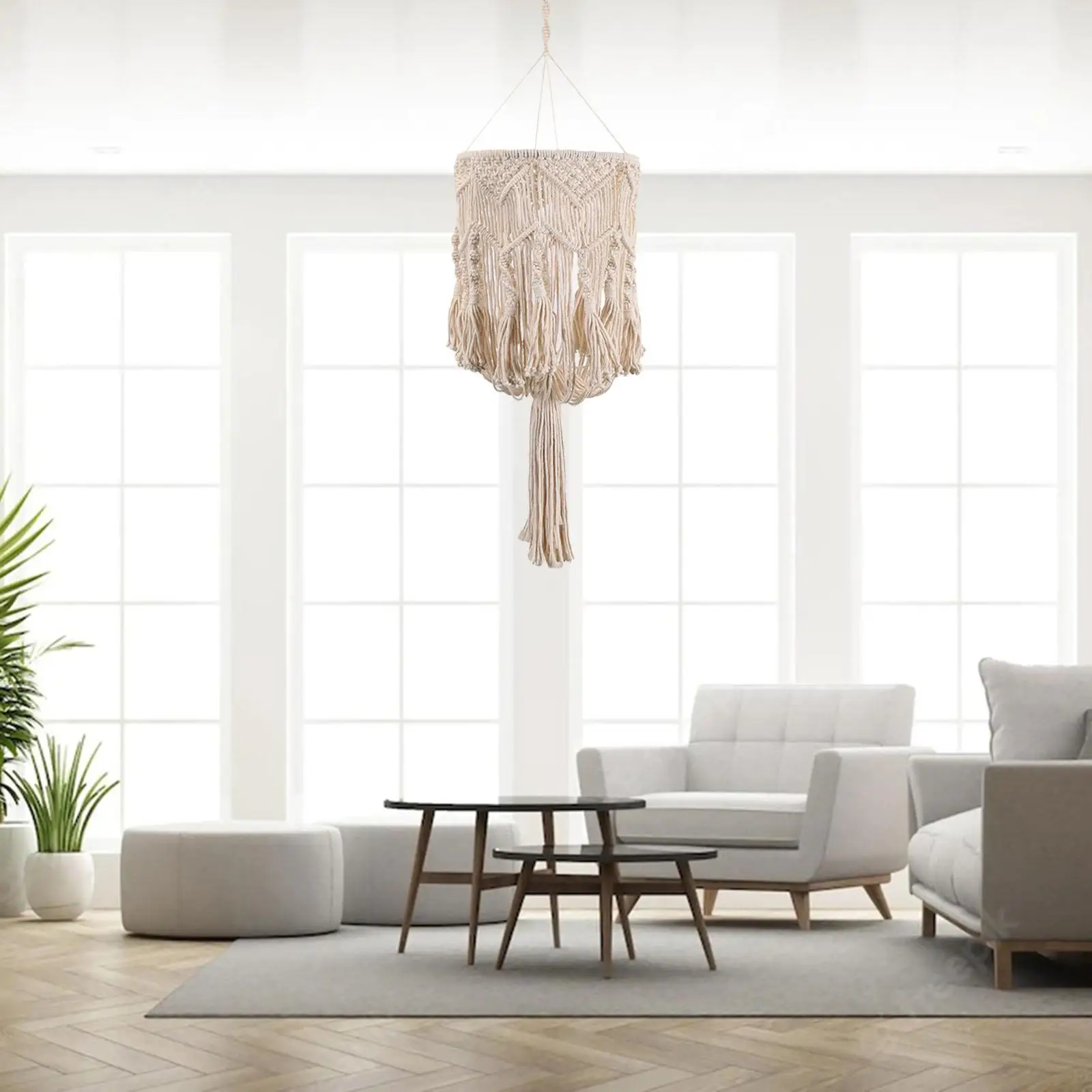 Nordic Macrame Lamp Shade Pendant Light Cover Boho Hand Woven Hanging Lampshade for Living Room Hotel Home Nursery Decor