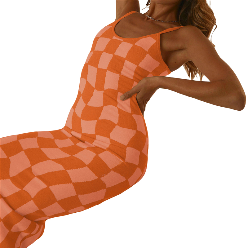 y2k Knitted Dresses Women Geometric Print Spaghetti Strap Sleeveless Bodycon Dresses 2000s Long Night Party Dresses