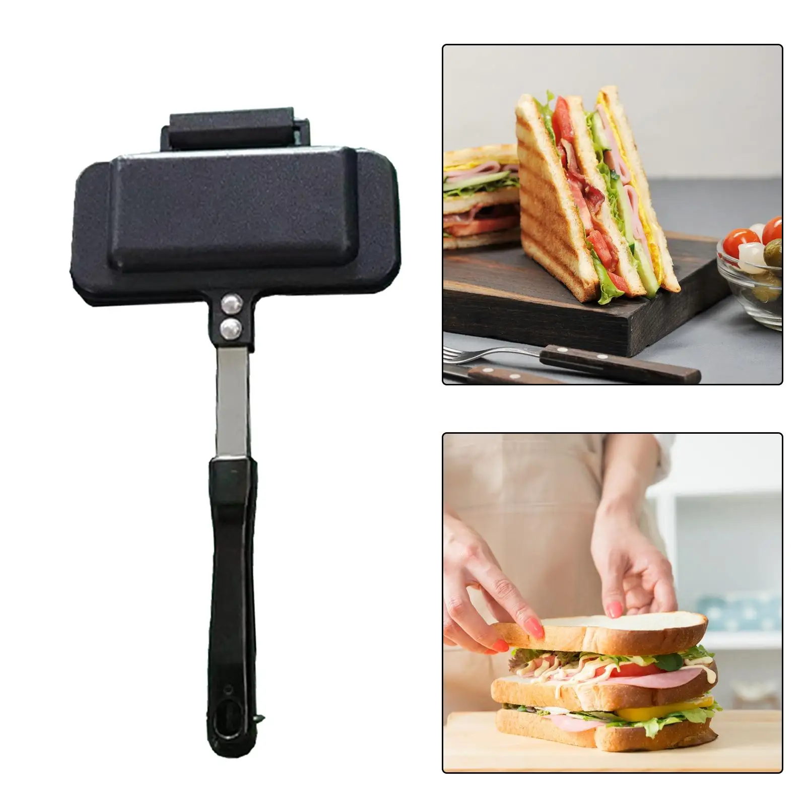 Double Sided Frying Pan Breakfast Sandwich Maker Waffle Pancake Snack Griddle Pan for Frittatas Toast Omelets Bread Dining Room