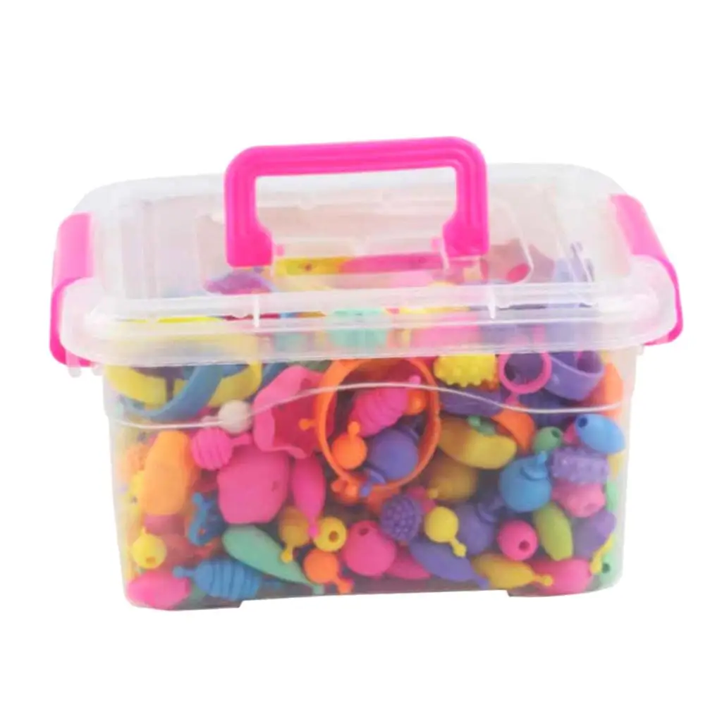 300pcs   Snap Beads with Carry Case, Jewelry Making Kit & Beading Toy Supplies