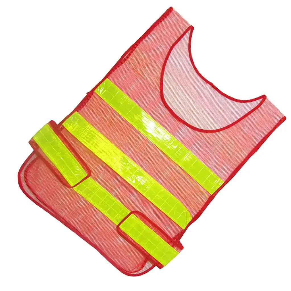 High Visibility Industrial Work Safety Bands with Reflective Stripe -Red